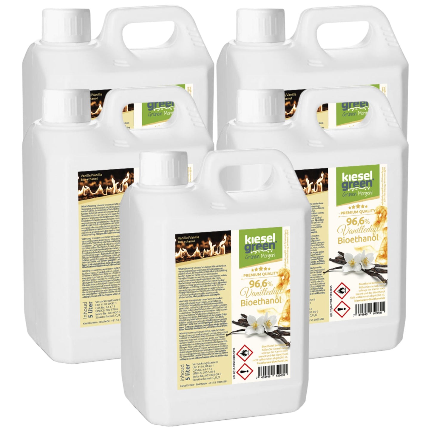 Bioethanol mit Vanille Duft - 25 Liter (5 x 5 Liter)