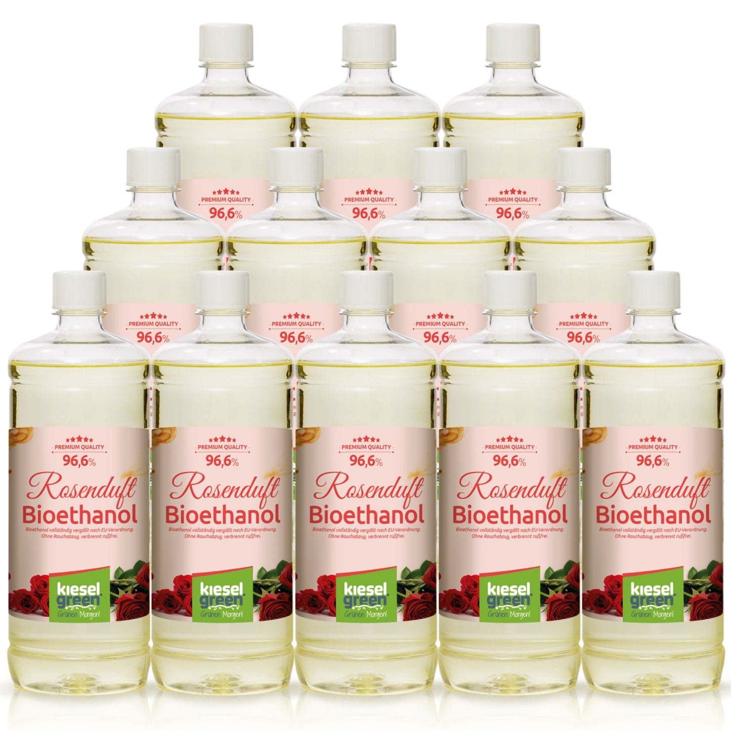 Bioethanol mit Rosen Duft - 12 x 1 Liter
