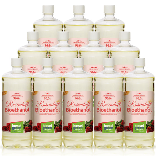 Bioethanol mit Rosen Duft - 12 x 1 Liter