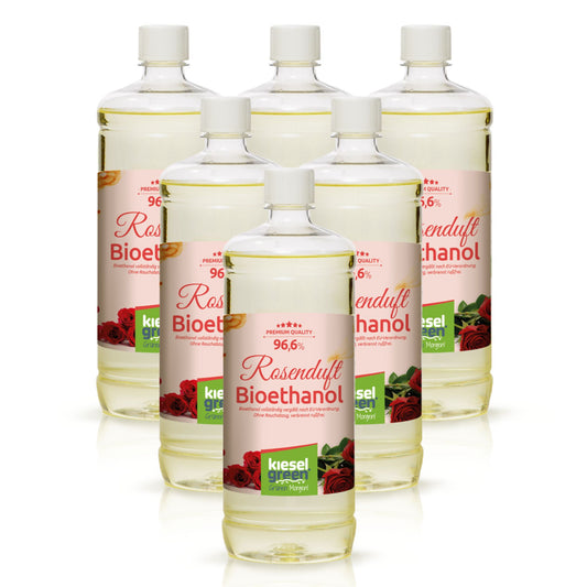 Bioethanol mit Rosen Duft - 6 x 1 Liter